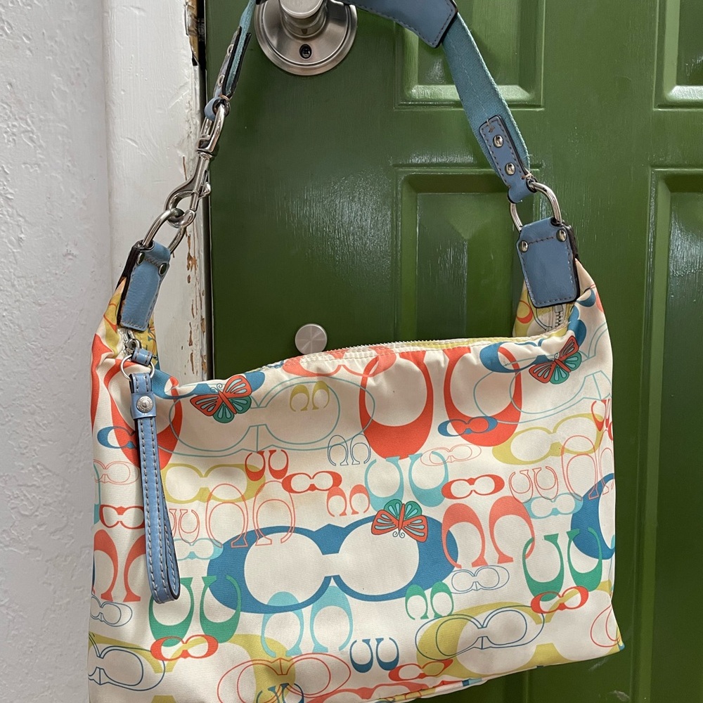 Coach Signature Butterfly Patterned Shoulder Bag Y2K